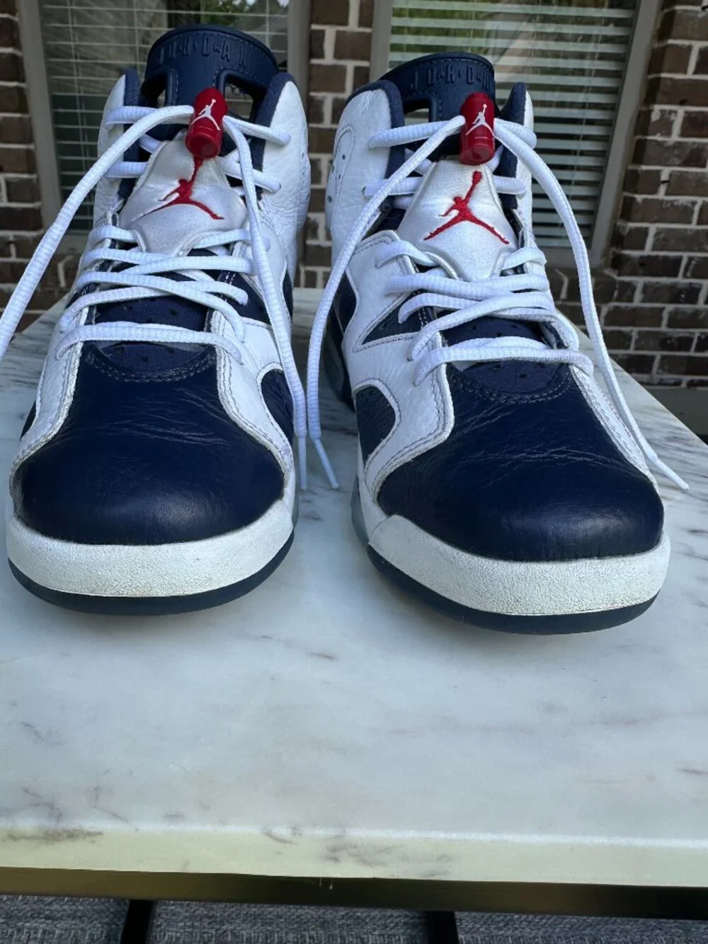 Nike Jordan 6 Retro Olympic High Top Sneakers White Navy Women Sz 8 Men Sz 6.5